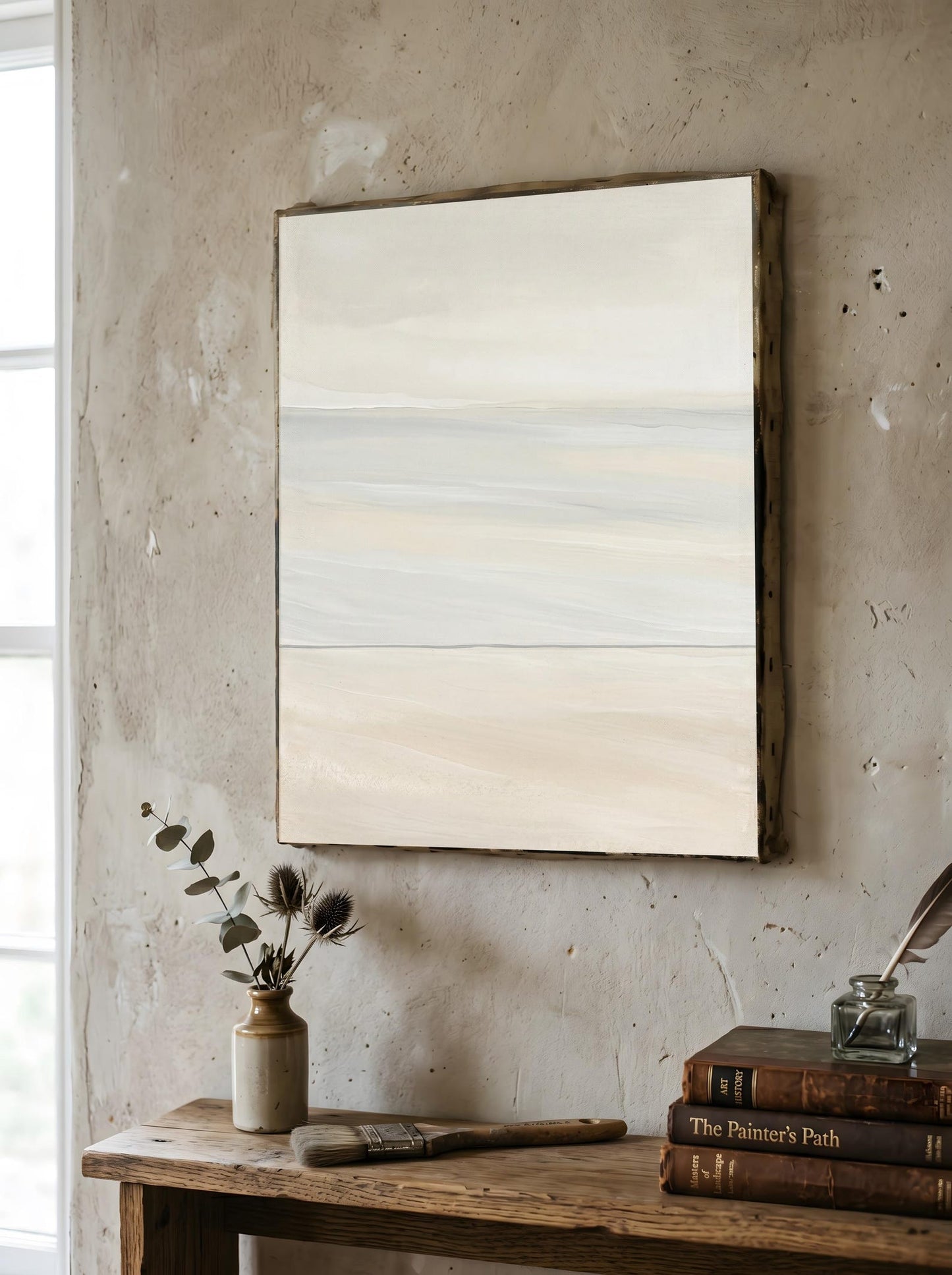 Coastal Landscape Wabi Sabi Beige Wall Art Canvas