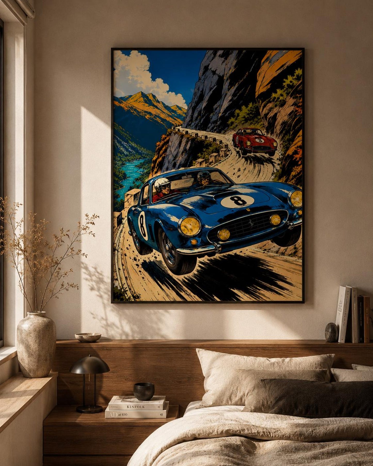 Comic Style Vintage Racing Classic Sports Car Wall Art Canvas
