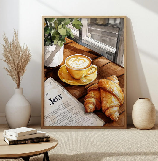Croissant French Café Kitchen Wall Art Canvas