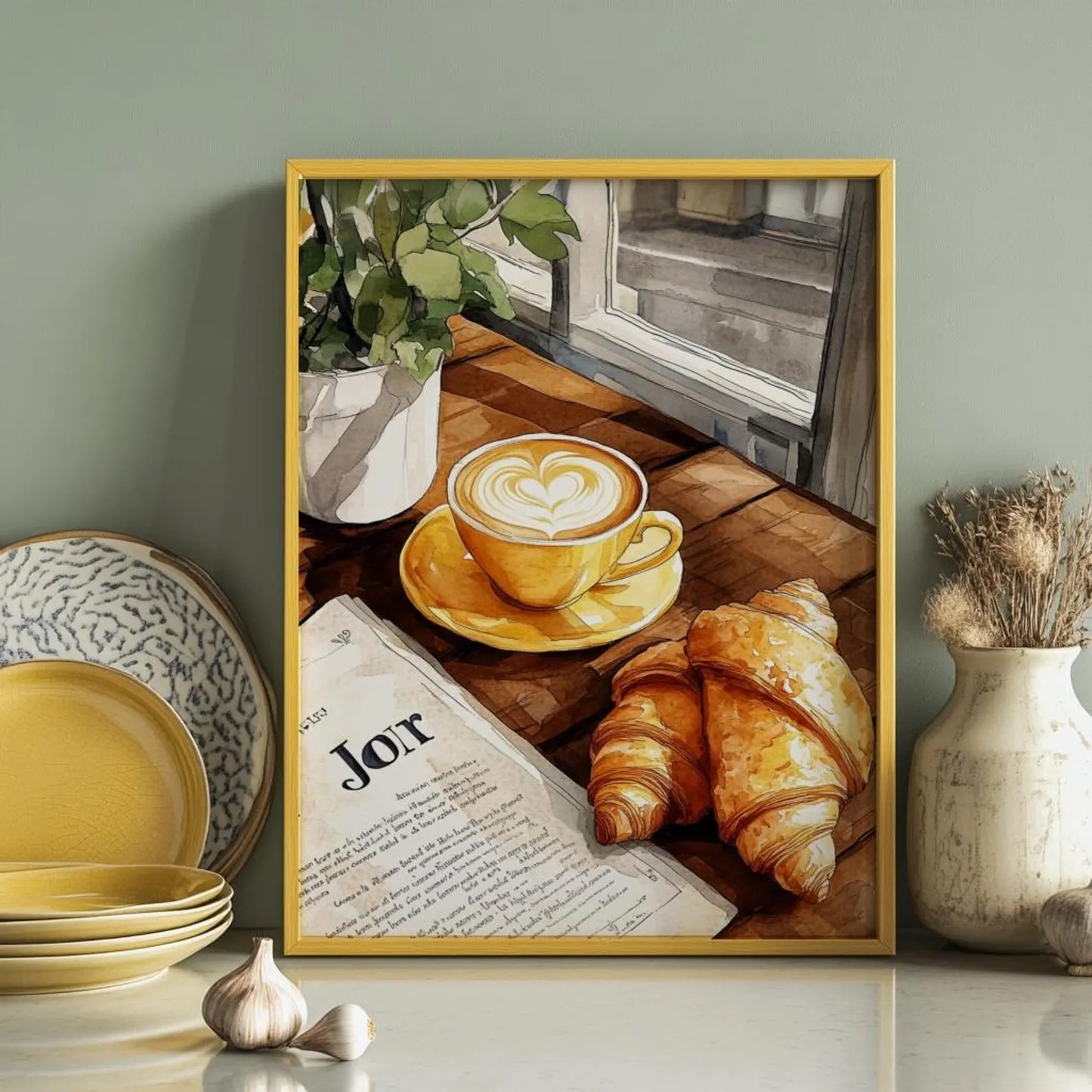 Croissant French Café Kitchen Wall Art Canvas