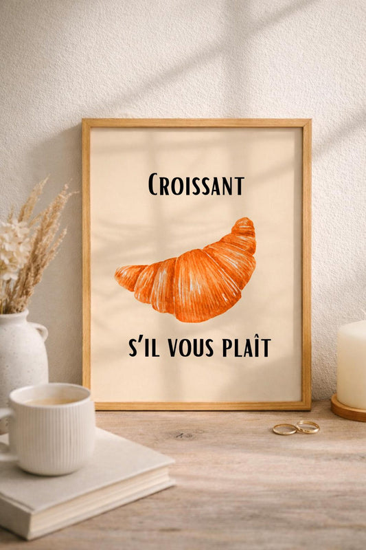Croissant French Kitchen Wall Art Canvas
