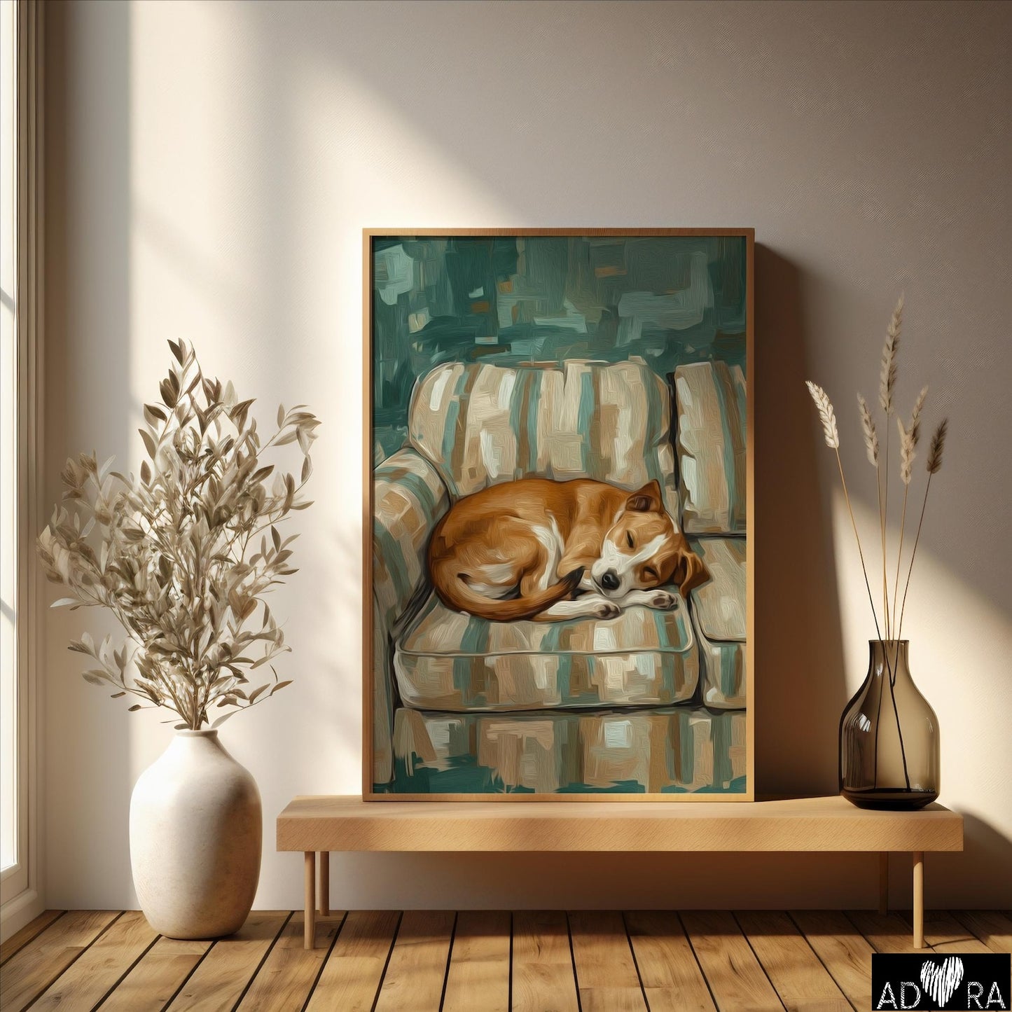 Cute Sleeping Dog Wall Art Canvas