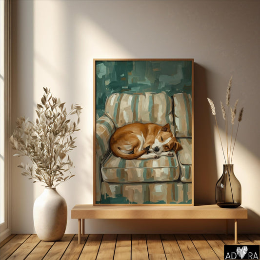 Cute Sleeping Dog Wall Art Canvas