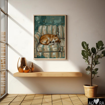 Cute Sleeping Dog Wall Art Canvas