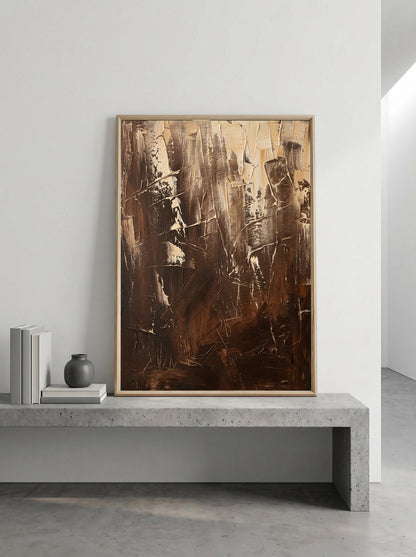 Dark Brown Impasto Oil Paint Style Wall Art Canvas