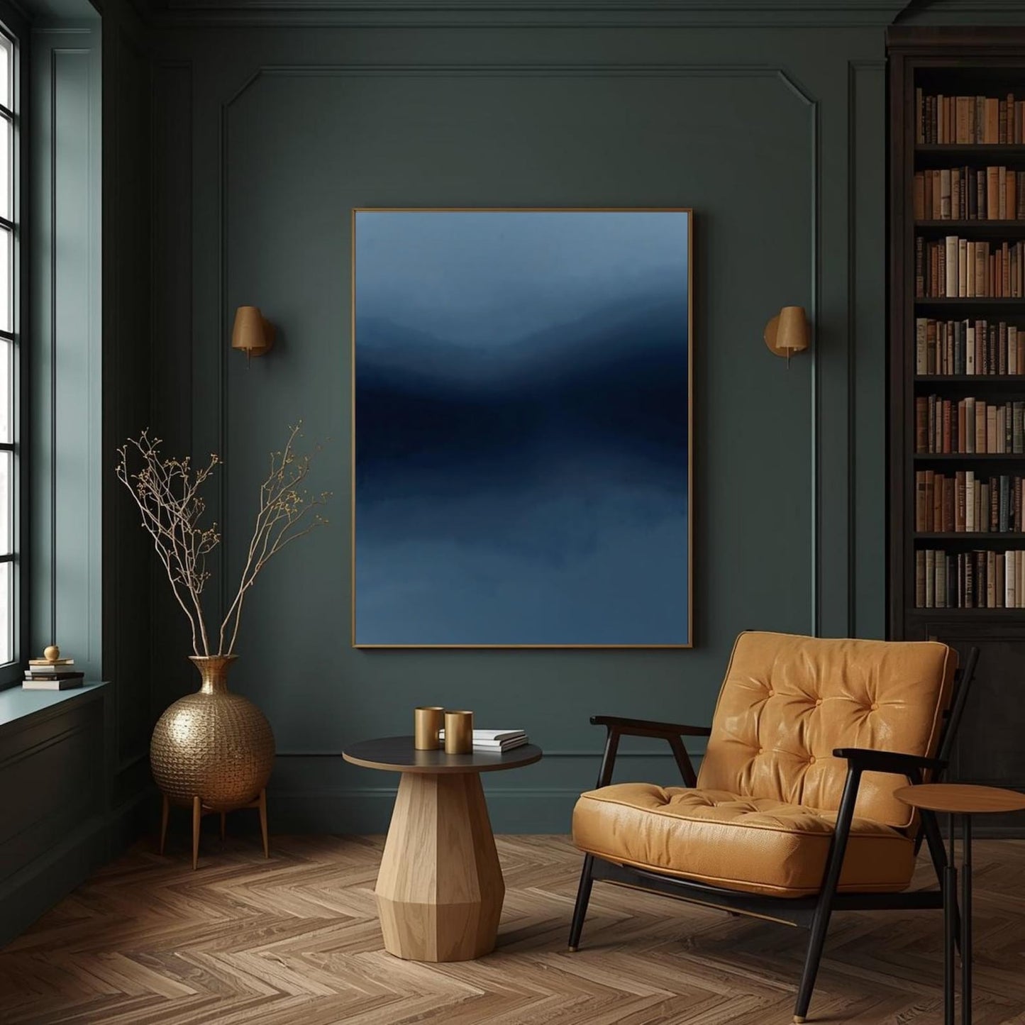 Deep Ocean Blues Tones Minimalist Wall Art Canvas