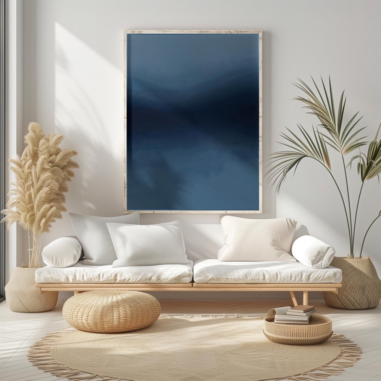Deep Ocean Blues Tones Minimalist Wall Art Canvas