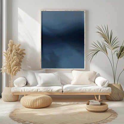 Deep Ocean Blues Tones Minimalist Wall Art Canvas