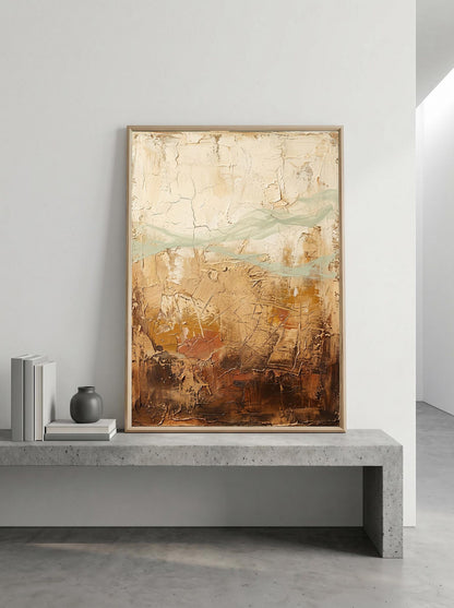 Earth Tone Cracked Textured Abstract Wall Art Canvas