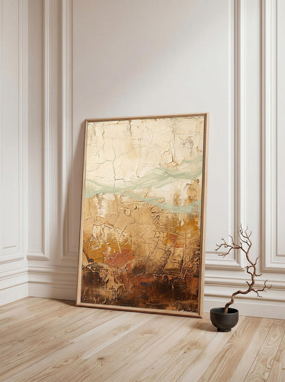 Earth Tone Cracked Textured Abstract Wall Art Canvas