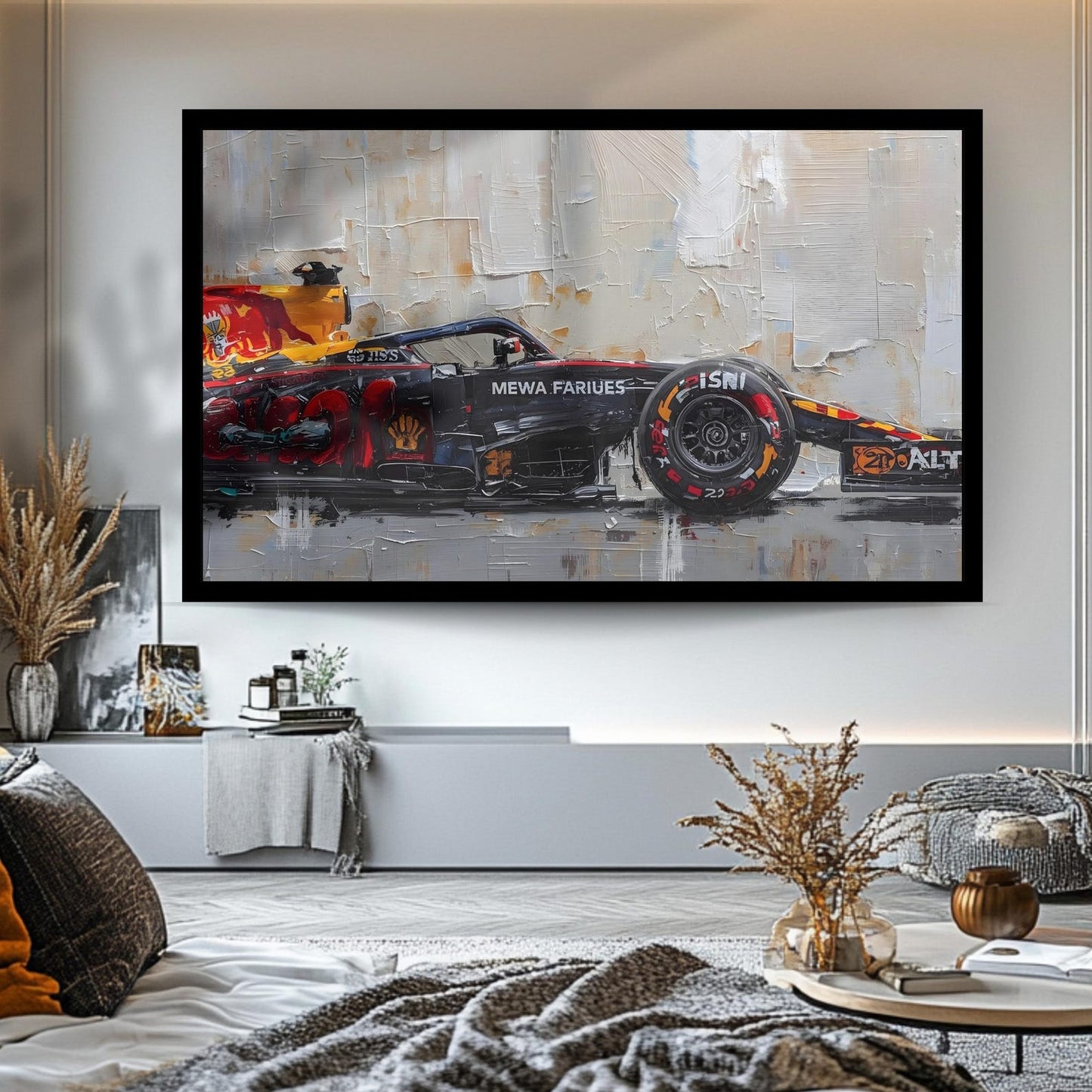 F1 Race Car Oil Paint Style Wall Art Canvas