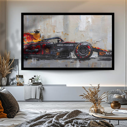 F1 Race Car Oil Paint Style Wall Art Canvas