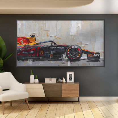 F1 Race Car Oil Paint Style Wall Art Canvas