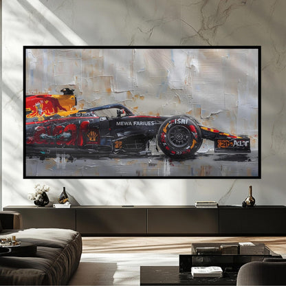 F1 Race Car Oil Paint Style Wall Art Canvas
