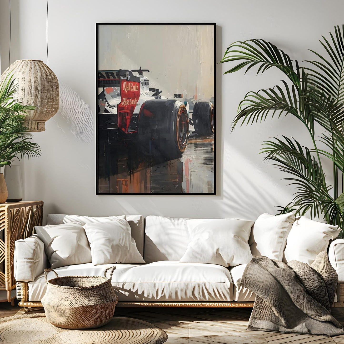 F1 Racing Car Oil Paint Style Wall Art Canvas