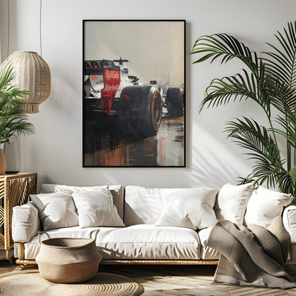 F1 Racing Car Oil Paint Style Wall Art Canvas