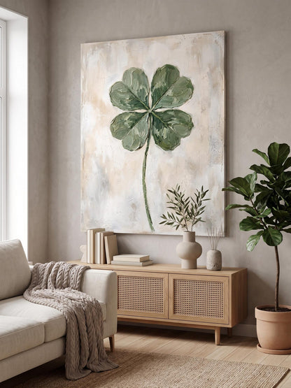Four Leaf Clover Botanical Wall Art Canvas