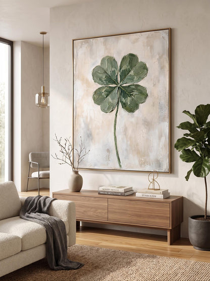 Four Leaf Clover Botanical Wall Art Canvas