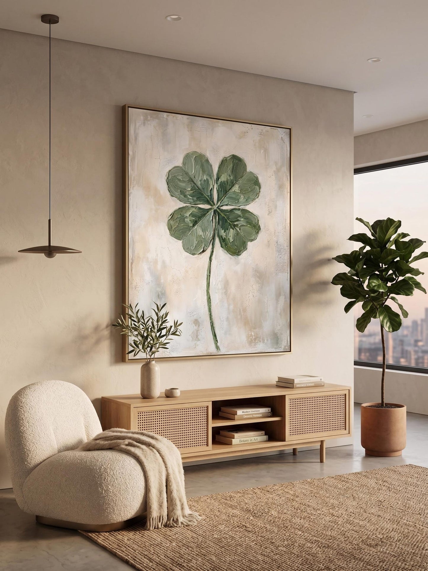 Four Leaf Clover Botanical Wall Art Canvas