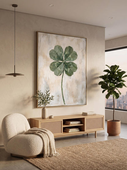 Four Leaf Clover Botanical Wall Art Canvas