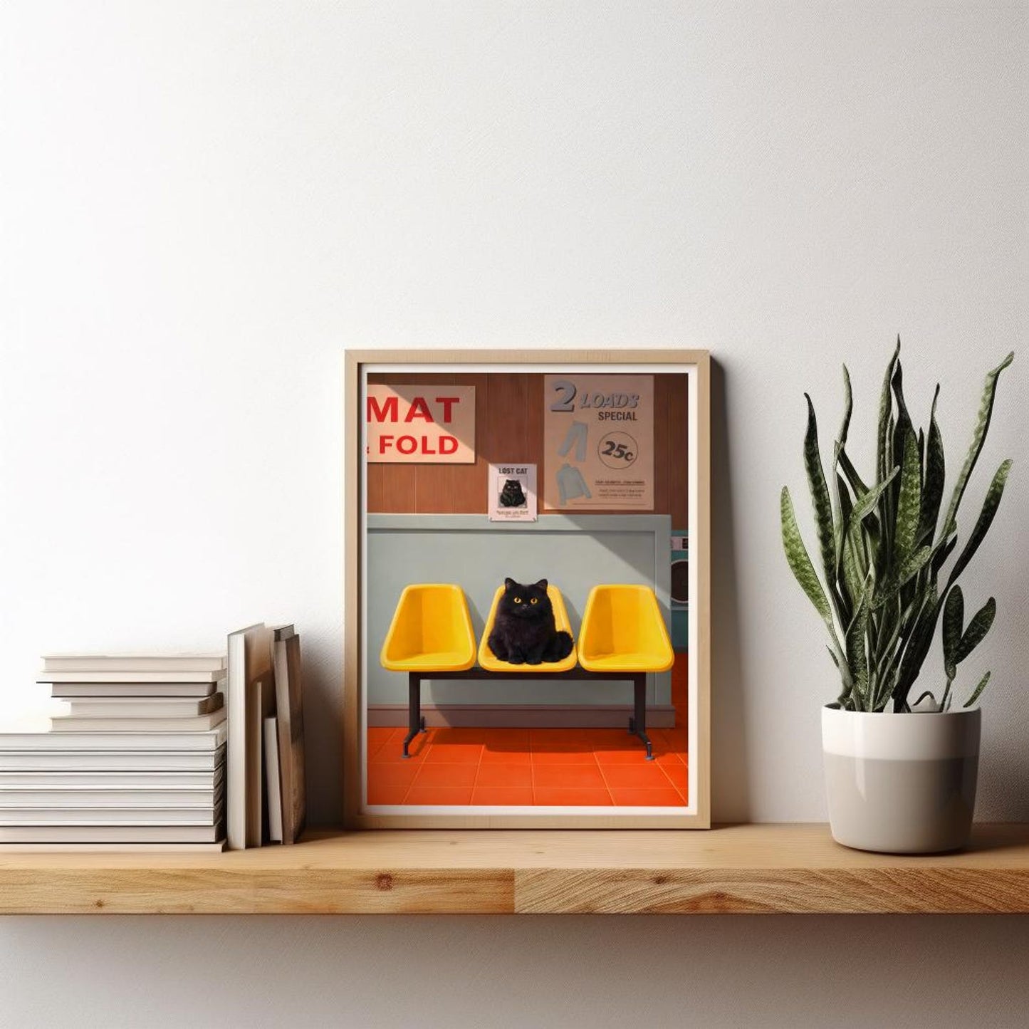 Funny Black Cat Laundry Room Wall Art Canvas