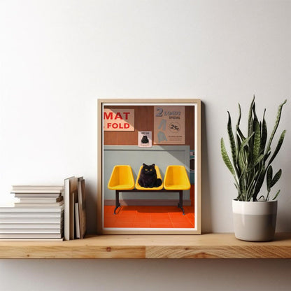 Funny Black Cat Laundry Room Wall Art Canvas