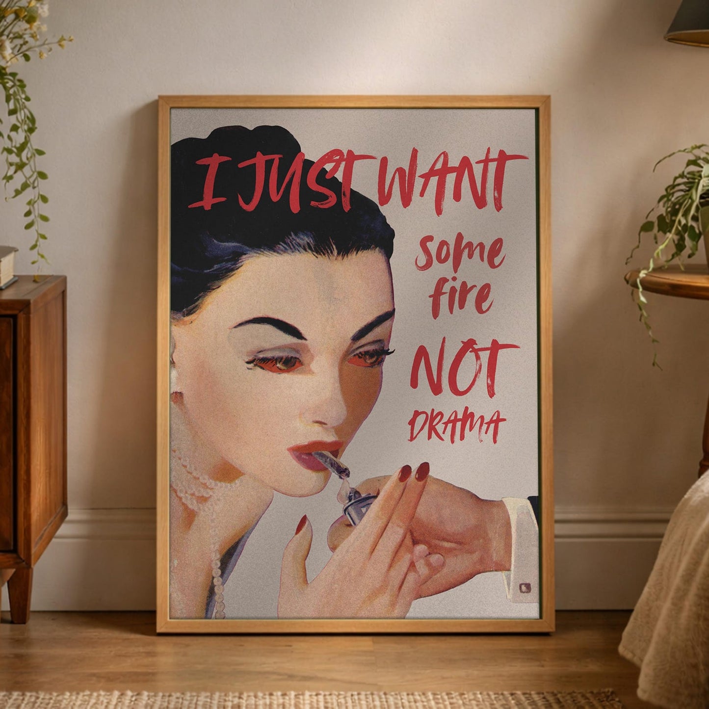 Funny Retro Woman Cigarette Quote Wall Art Canvas