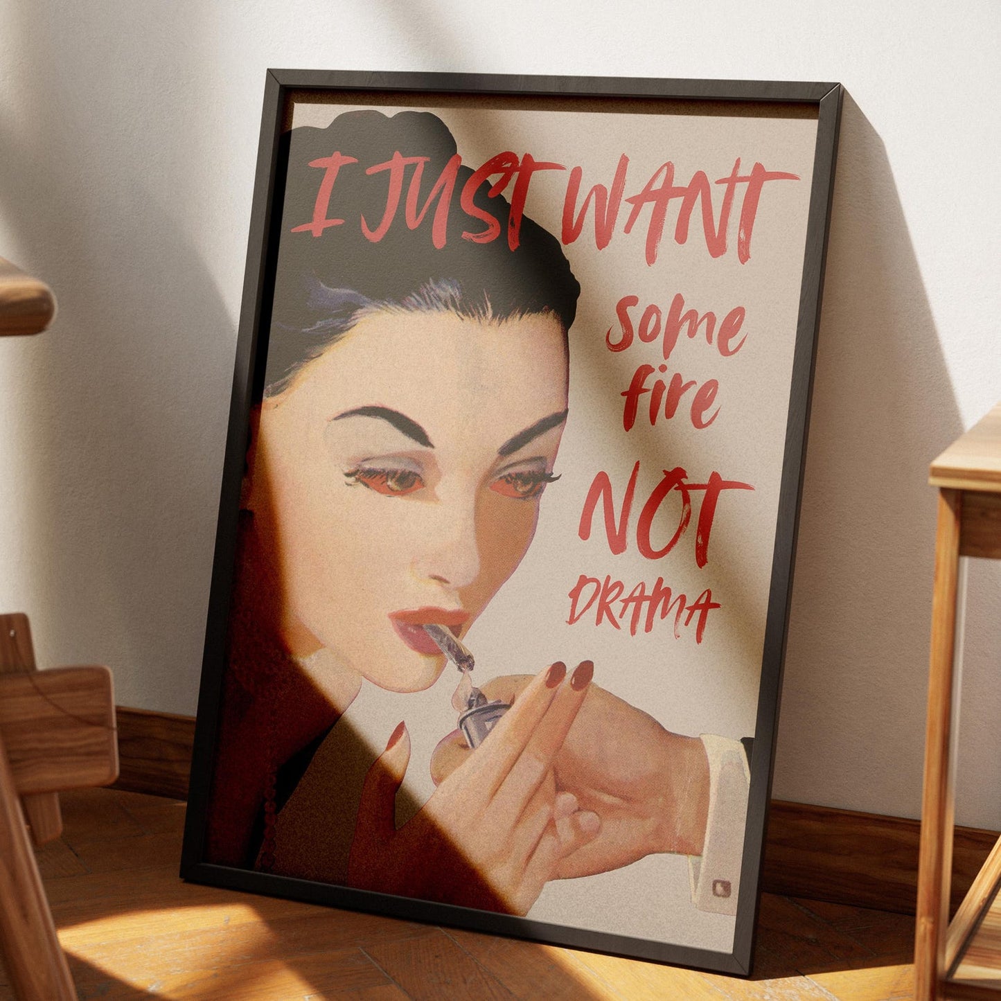 Funny Retro Woman Cigarette Quote Wall Art Canvas