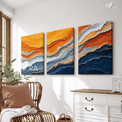 Geological Art Earthy Ochre and Deep Blue Canvas