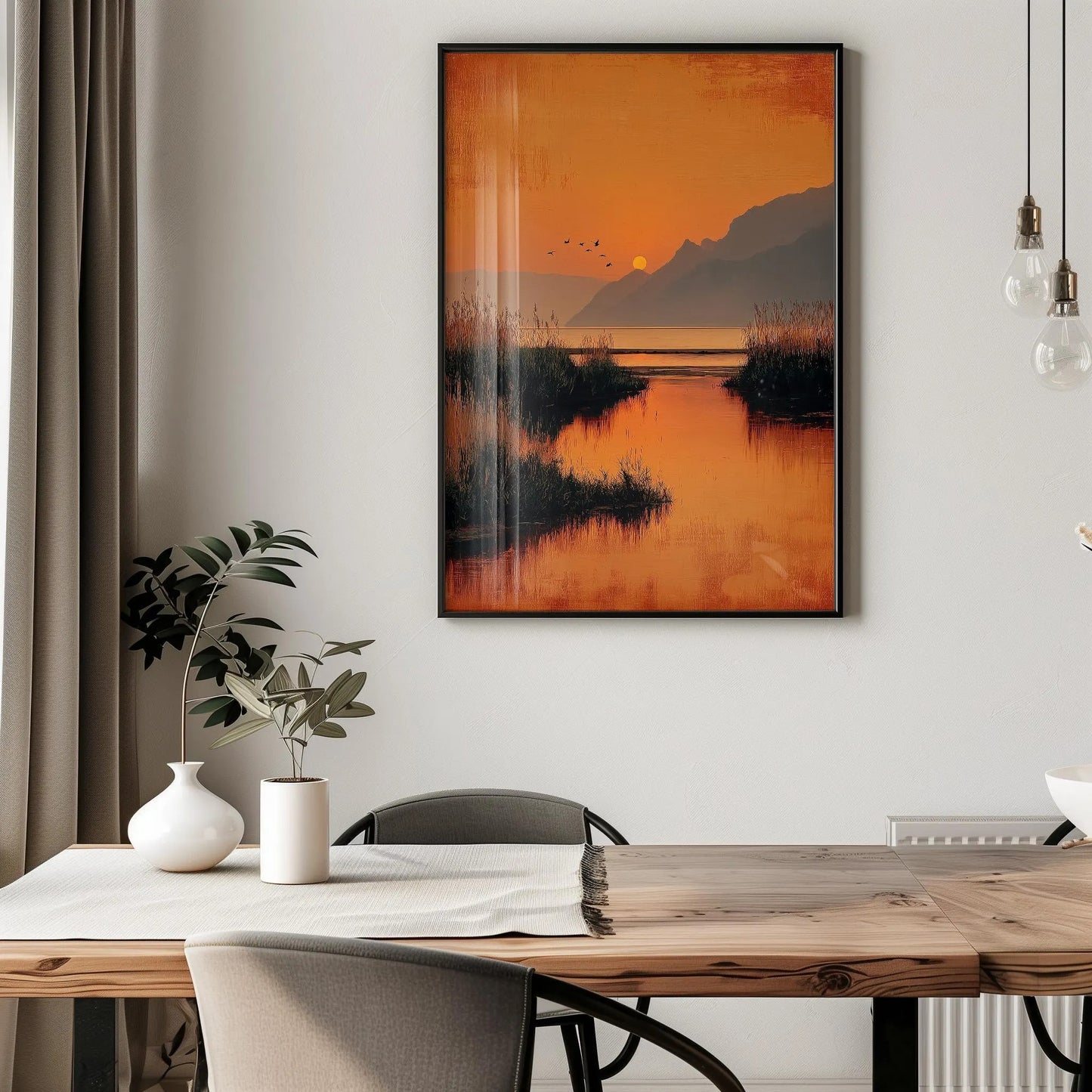 Golden Sunset Marshland Warm Nature Wall Art Canvas