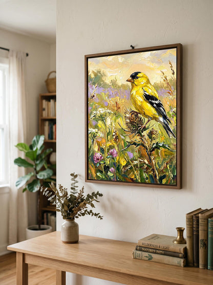 Goldfinch Bird Summer Meadow Wall Art Canvas