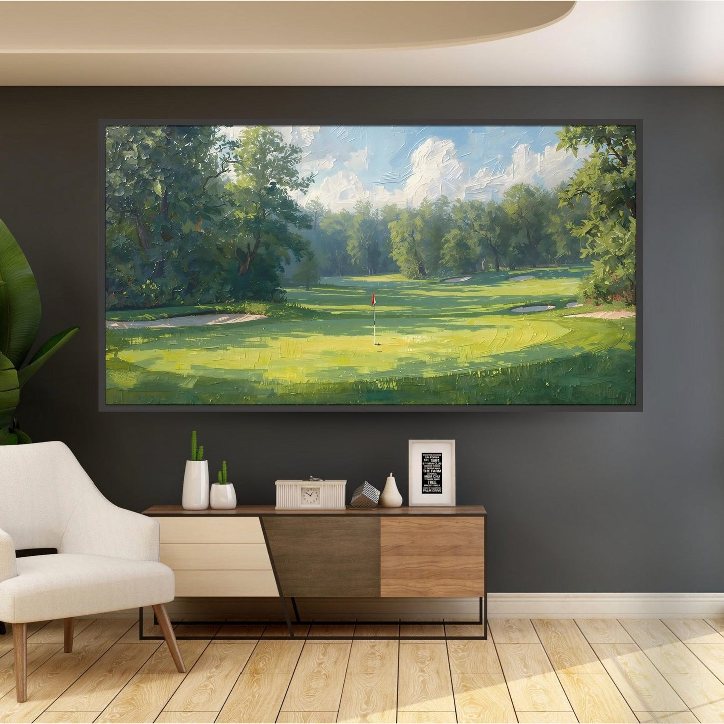 Golf Course Landscape Oil Paint Style Wall Art Canvas