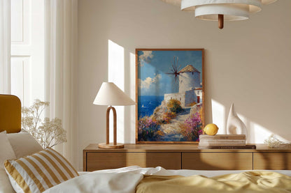 Greek Windmill Aegean Island Wall Art Canvas