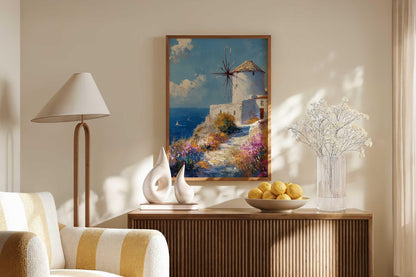 Greek Windmill Aegean Island Wall Art Canvas