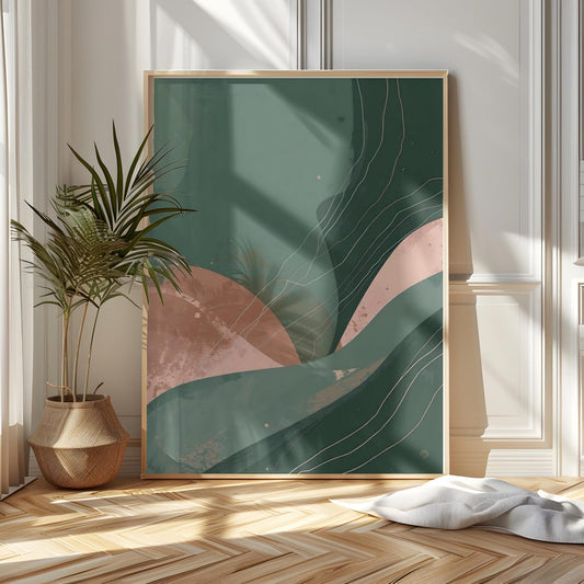 Green Bronze Boho Abstract Wall Art Canvas