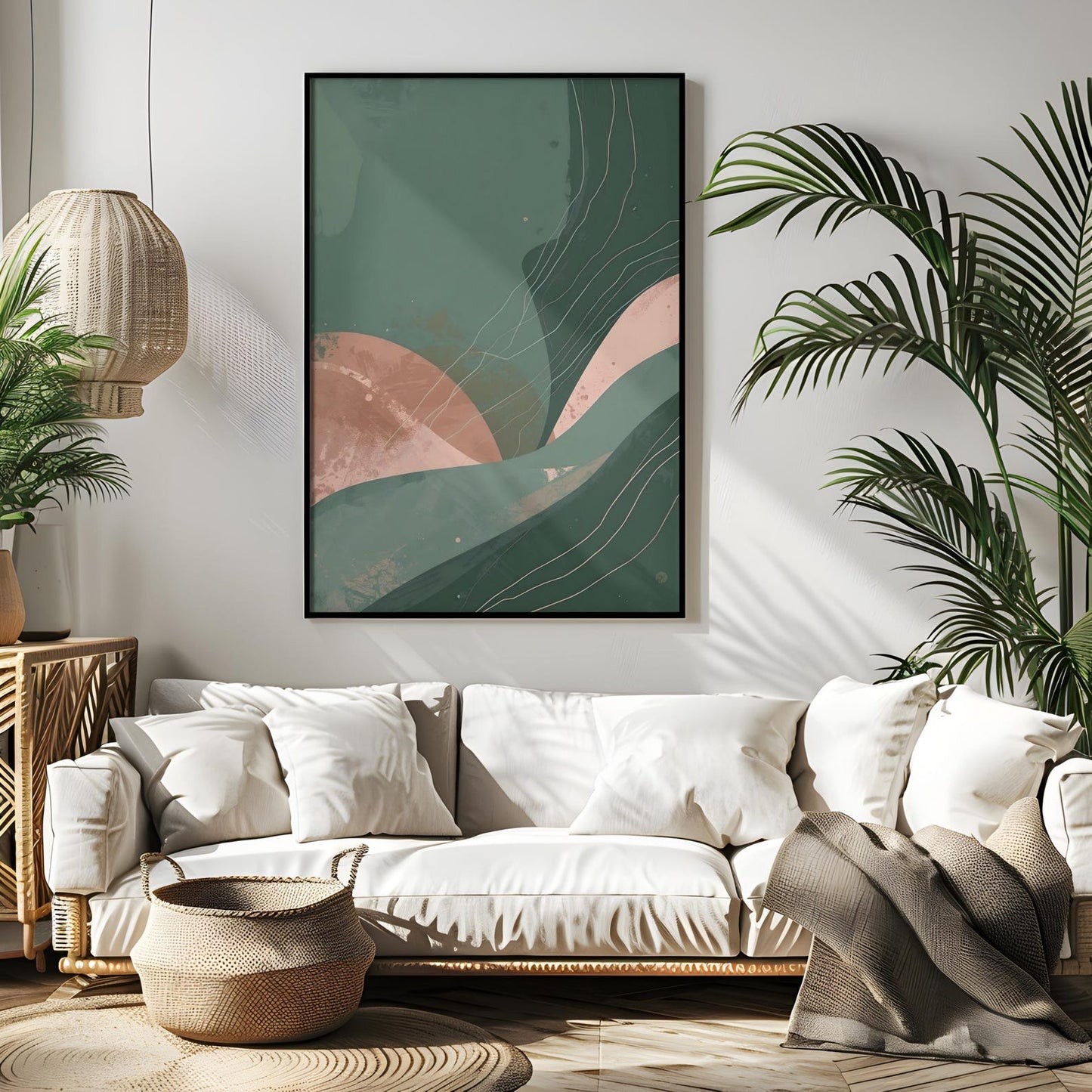 Green Bronze Boho Abstract Wall Art Canvas