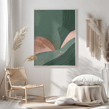 Green Bronze Boho Abstract Wall Art Canvas