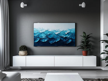 Heavy Paint Strokes Abstract Seascape Wall Art Canvas