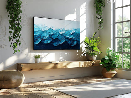 Heavy Paint Strokes Abstract Seascape Wall Art Canvas