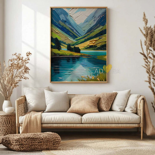 Impasto Deep Mountain Valley Oil Paint Style Wall Art Canvas