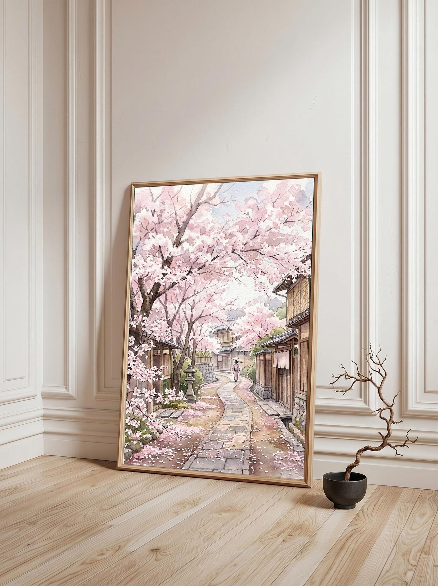 Japanese Sakura Kyoto Street Cherry Blossom Wall Art Canvas