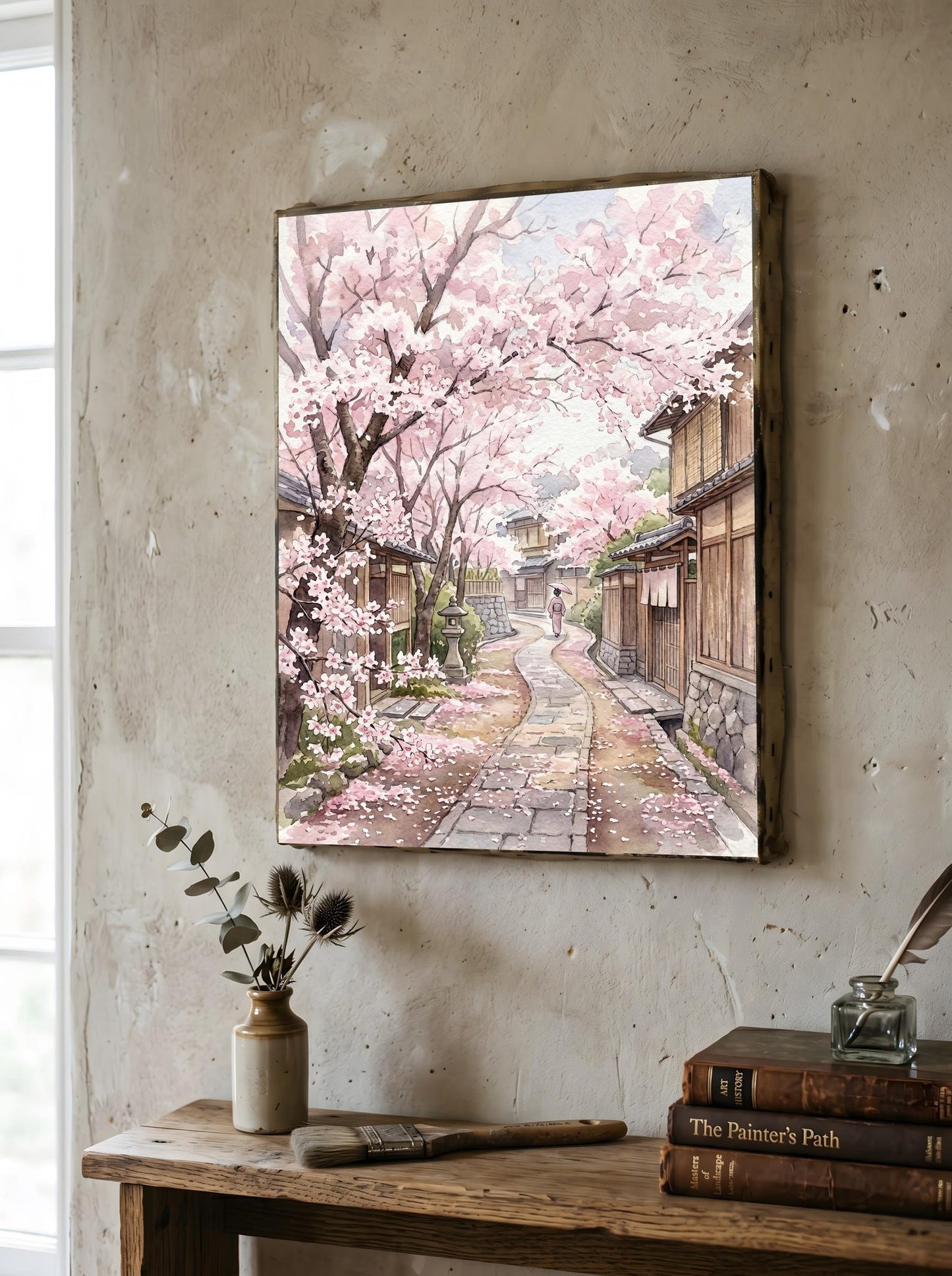 Japanese Sakura Kyoto Street Cherry Blossom Wall Art Canvas