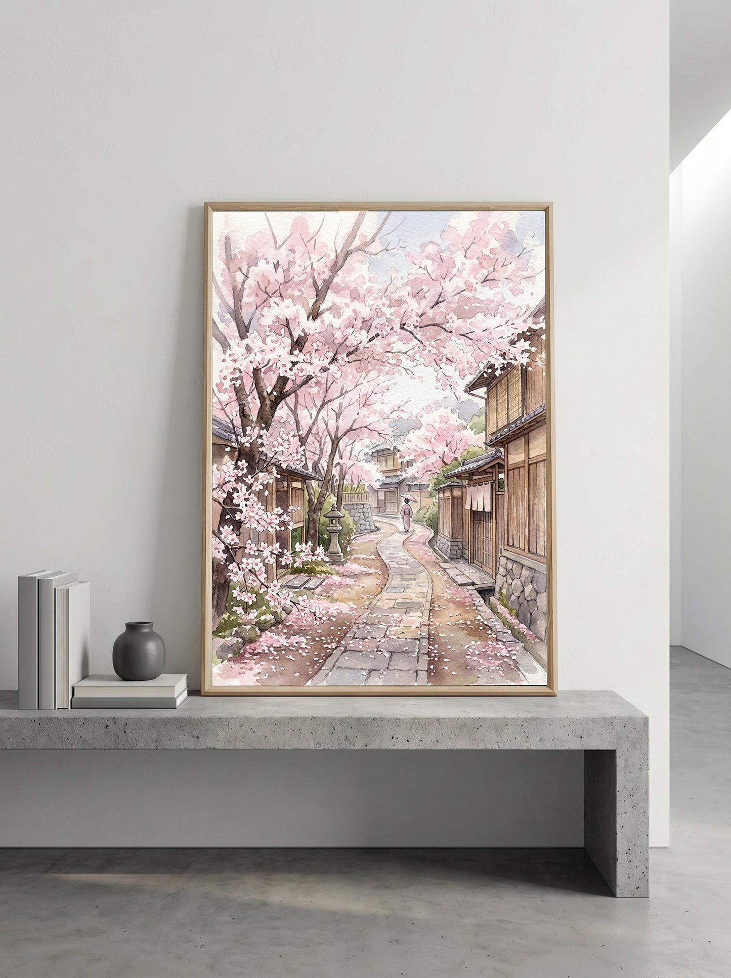 Japanese Sakura Kyoto Street Cherry Blossom Wall Art Canvas