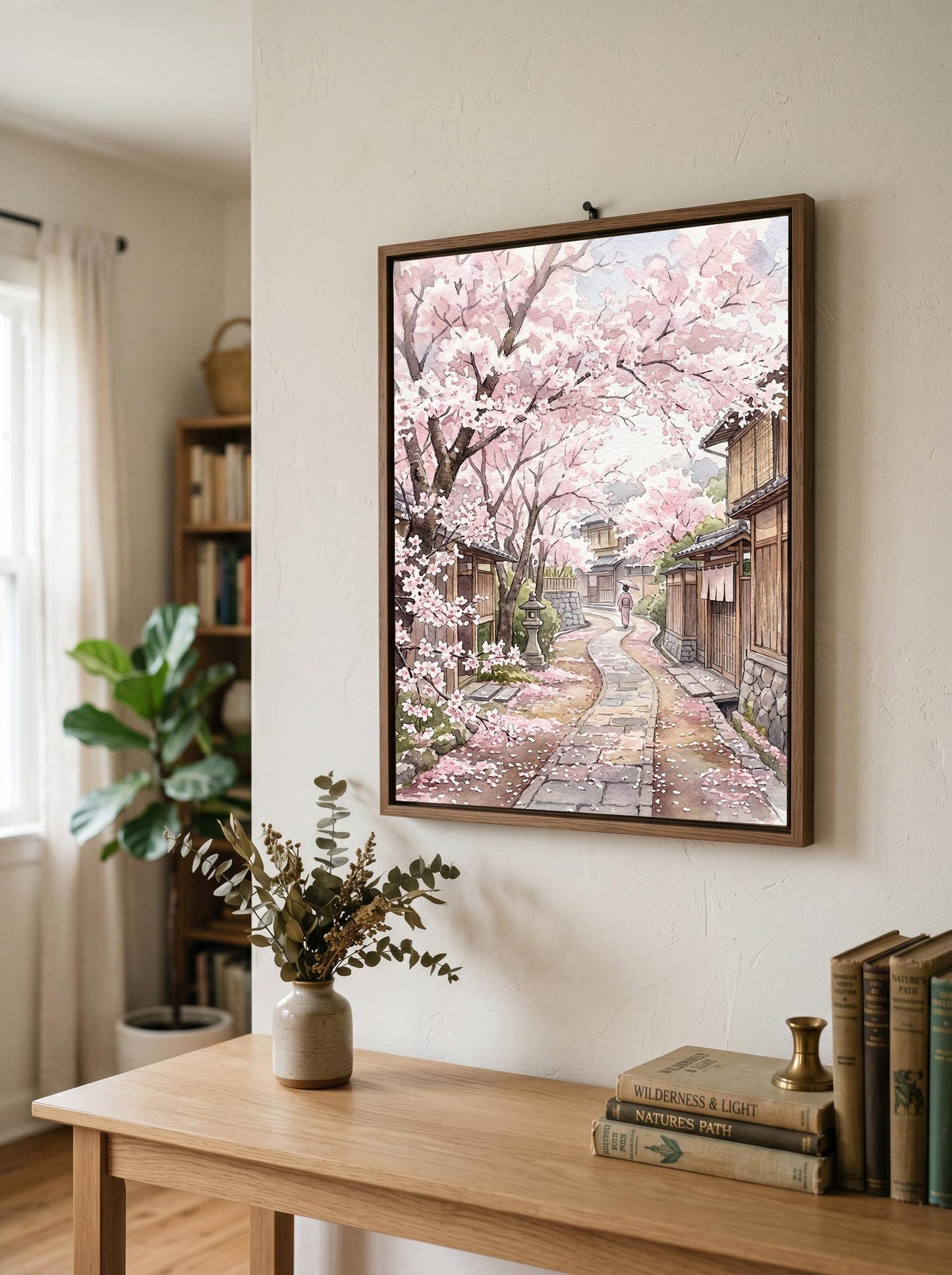 Japanese Sakura Kyoto Street Cherry Blossom Wall Art Canvas