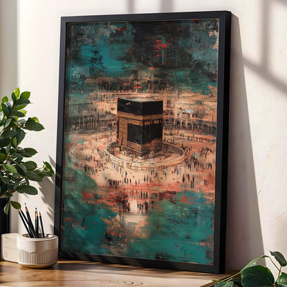 Kaaba Abstract Modern Islamic Wall Art Canvas