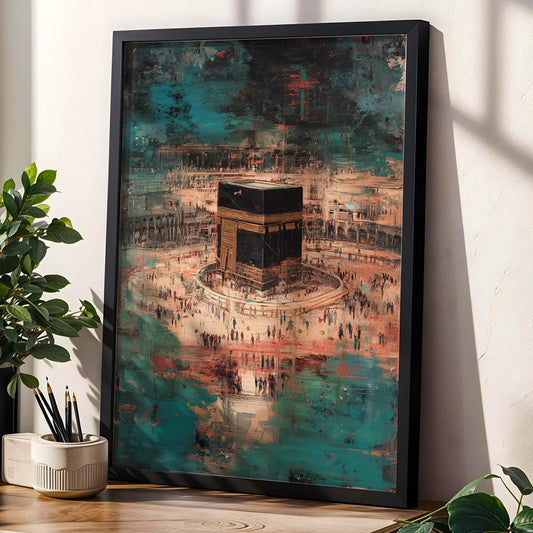 Kaaba Abstract Modern Islamic Wall Art Canvas