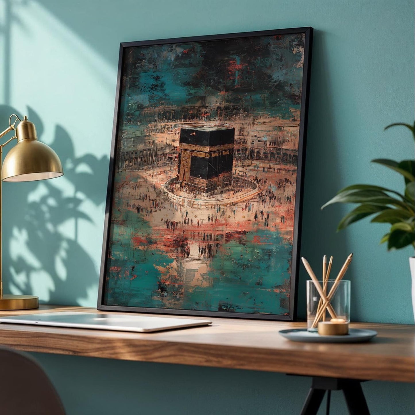 Kaaba Abstract Modern Islamic Wall Art Canvas