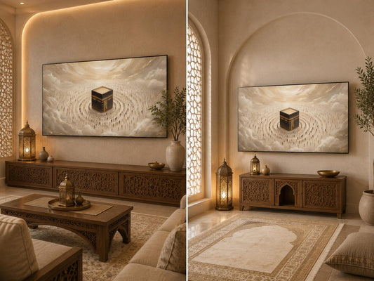 Kaaba Minimalist Hajj TV Wall Art Canvas