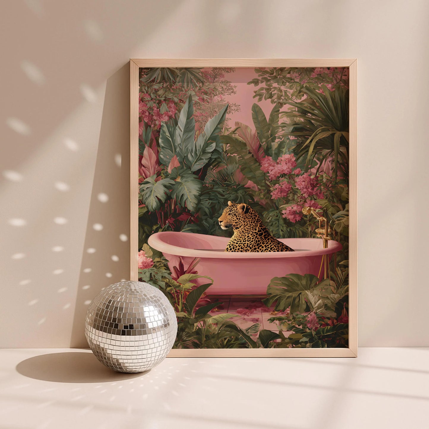 Leopard in a Vintage Bathtub Wall Art Canvas