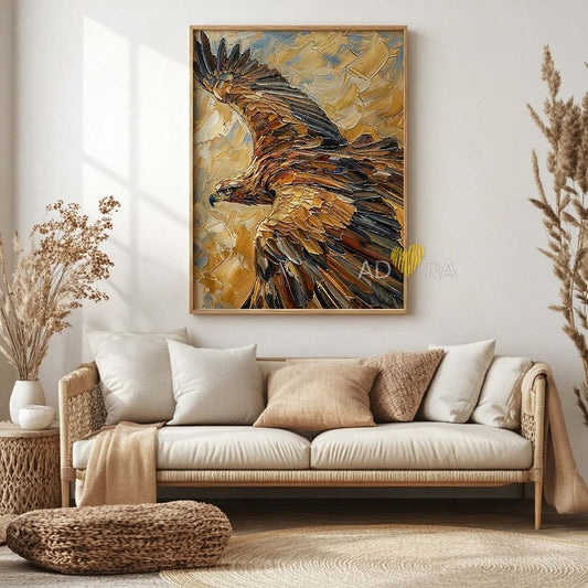 Majestic Flying Eagle Wildlife Oil Paint Style Wall Art Canvas